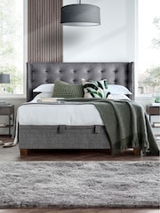 Kaydian Grey Brunton Small Wing Headboard Ottoman Bed - Image 1 of 3