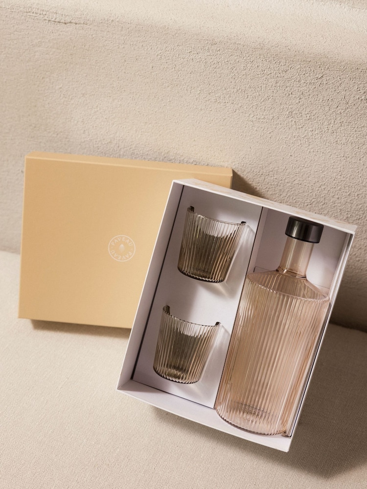 Paveau Set of 2 Mocca Cable Water Bottle And Glasses Gift Box - Image 1 of 1 Paveau Set of 2 Mocca Cable Water Bottle And Glasses Gift Box - Image 1 of 1