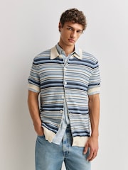 NN.07 Blue Nolan Stripe Knit Shirt - Image 2 of 9