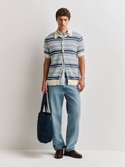 NN.07 Blue Nolan Stripe Knit Shirt - Image 3 of 9