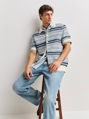 NN.07 Blue Nolan Stripe Knit Shirt - Image 6 of 9
