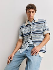 NN.07 Blue Nolan Stripe Knit Shirt - Image 7 of 9