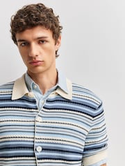 NN.07 Blue Nolan Stripe Knit Shirt - Image 8 of 9