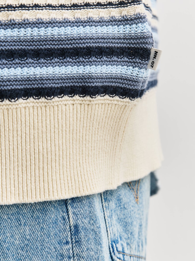 NN.07 Blue Nolan Stripe Knit Shirt - Image 9 of 9