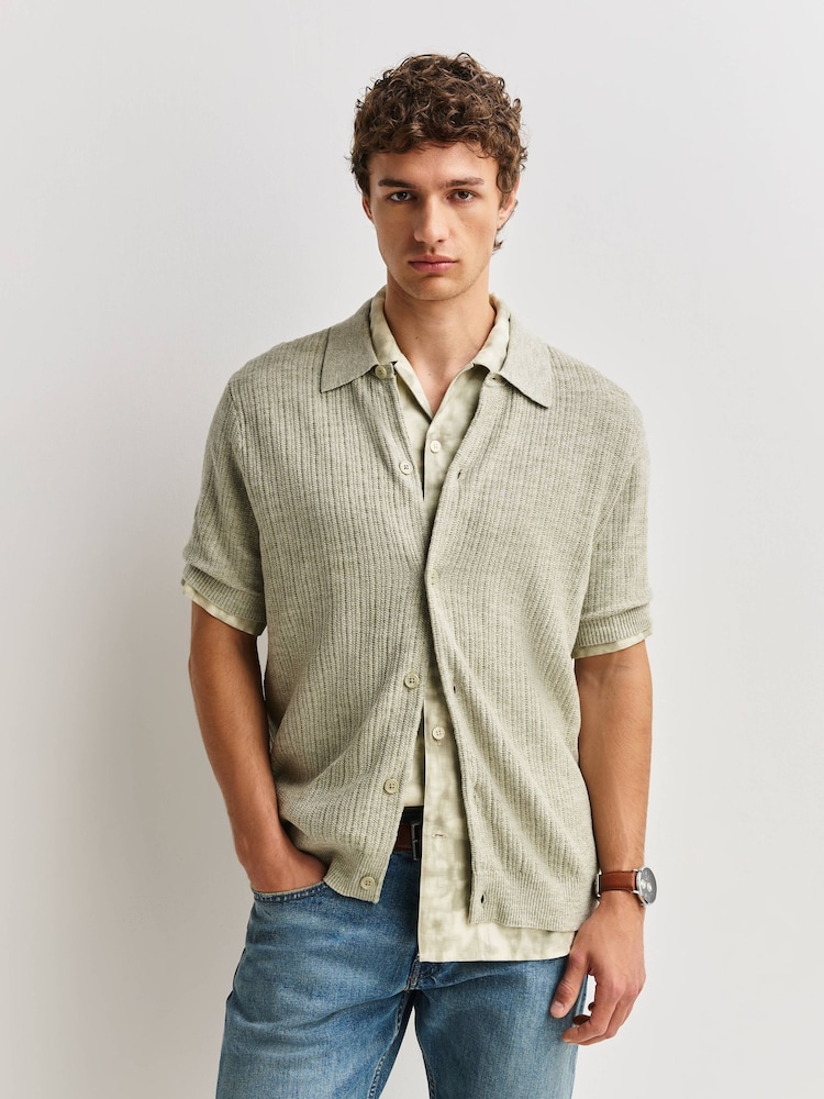 NN.07 Green Nolan Textured Knit Shirt - Image 1 of 6