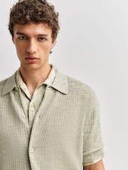 NN.07 Green Nolan Textured Knit Shirt - Image 5 of 6