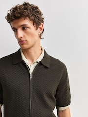 NN.07 Green Gustav Full Zip Knit Shirt - Image 5 of 6