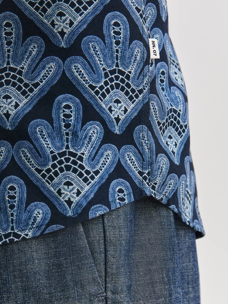 NN.07 Blue Deon Short Sleeve Print Shirt - Image 6 of 6 NN.07 Blue Deon Short Sleeve Print Shirt - Image 6 of 6