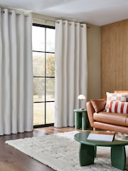 White Heavyweight Chenille Blackout/Thermal Eyelet Curtains - Image 1 of 5