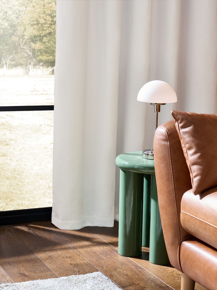 White Heavyweight Chenille Blackout/Thermal Eyelet Curtains - Image 2 of 5