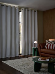 White Heavyweight Chenille Blackout/Thermal Eyelet Curtains - Image 3 of 5