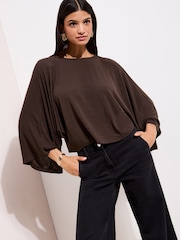 Friends Like These Chocolate Brown Cape Top - Image 1 of 4