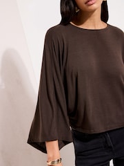 Friends Like These Chocolate Brown Cape Top - Image 2 of 4