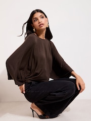 Friends Like These Chocolate Brown Cape Top - Image 3 of 4