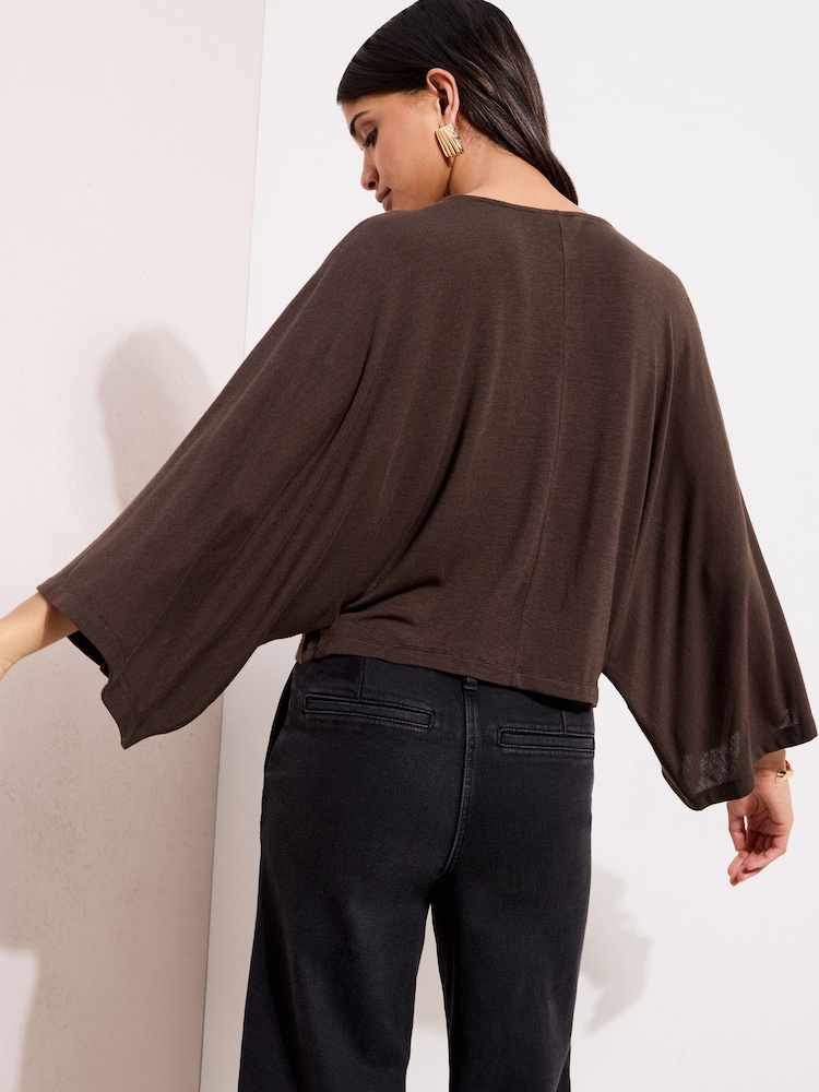 Friends Like These Chocolate Brown Cape Top - Image 4 of 4