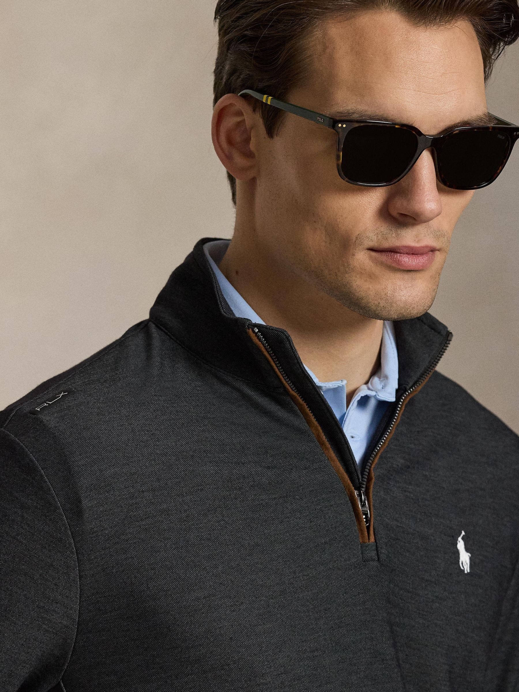 Buy Ralph Lauren Black Rlx Movement Knitted Quarter Zip Top from