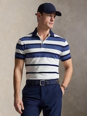 Ralph Lauren Blue RLX Performance Pique Stripe Polo Shirt - Image 1 of 5