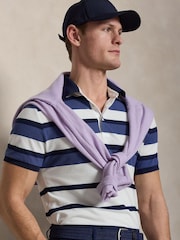 Ralph Lauren Blue RLX Performance Pique Stripe Polo Shirt - Image 3 of 5