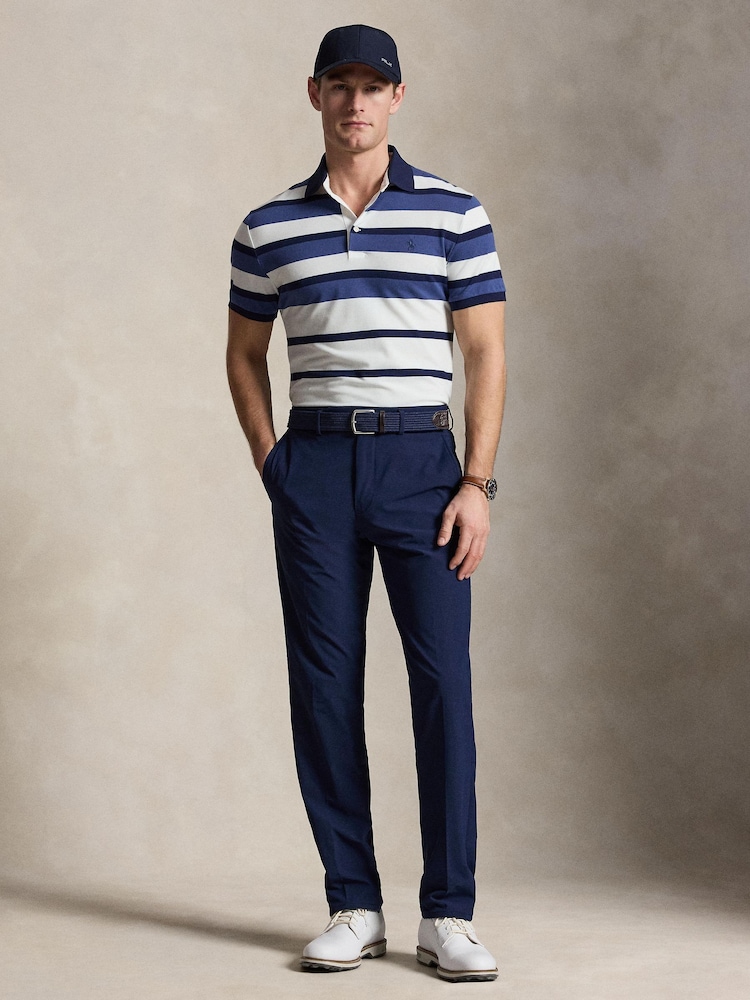 Ralph Lauren Blue RLX Performance Pique Stripe Polo Shirt - Image 5 of 5