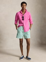 Polo Ralph Lauren Green Seersucker Printed Swim Shorts - Image 3 of 5