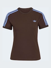 adidas Originals Brown 3-Stripes Slim T-Shirt - Image 1 of 1