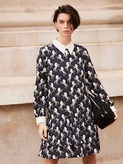 Mint Velvet Black Horse Print Mini Shirt Dress - Image 3 of 8