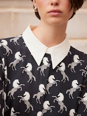 Mint Velvet Black Horse Print Mini Shirt Dress - Image 6 of 8