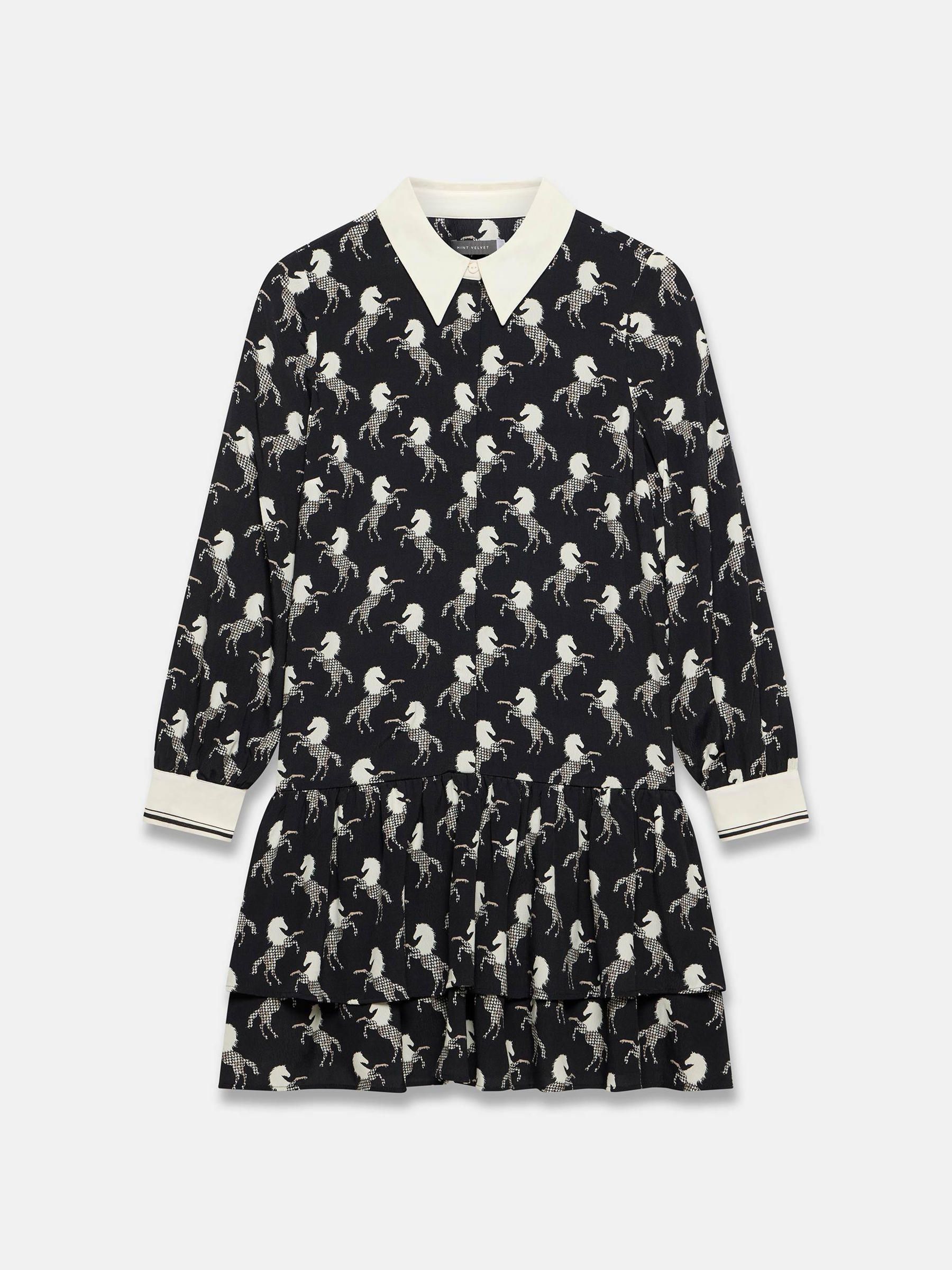 Buy Mint Velvet Black Horse Print Mini Shirt Dress from Next USA