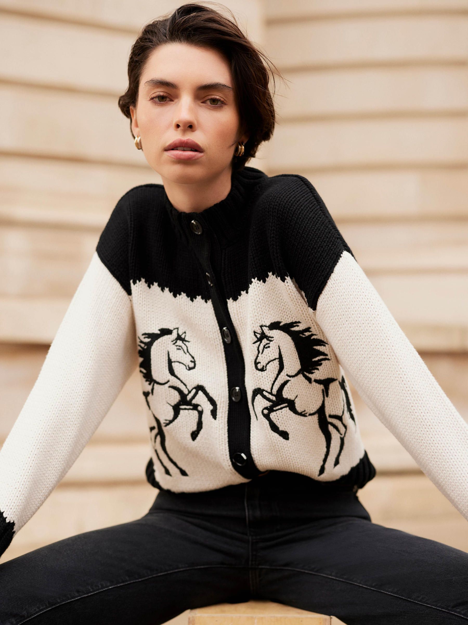 Buy Mint Velvet Black Cotton Blend Horse Cardigan from the Next UK