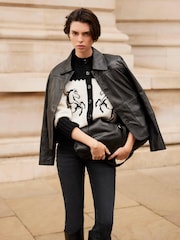 Mint Velvet Black Cotton Blend Horse Cardigan - Image 6 of 8