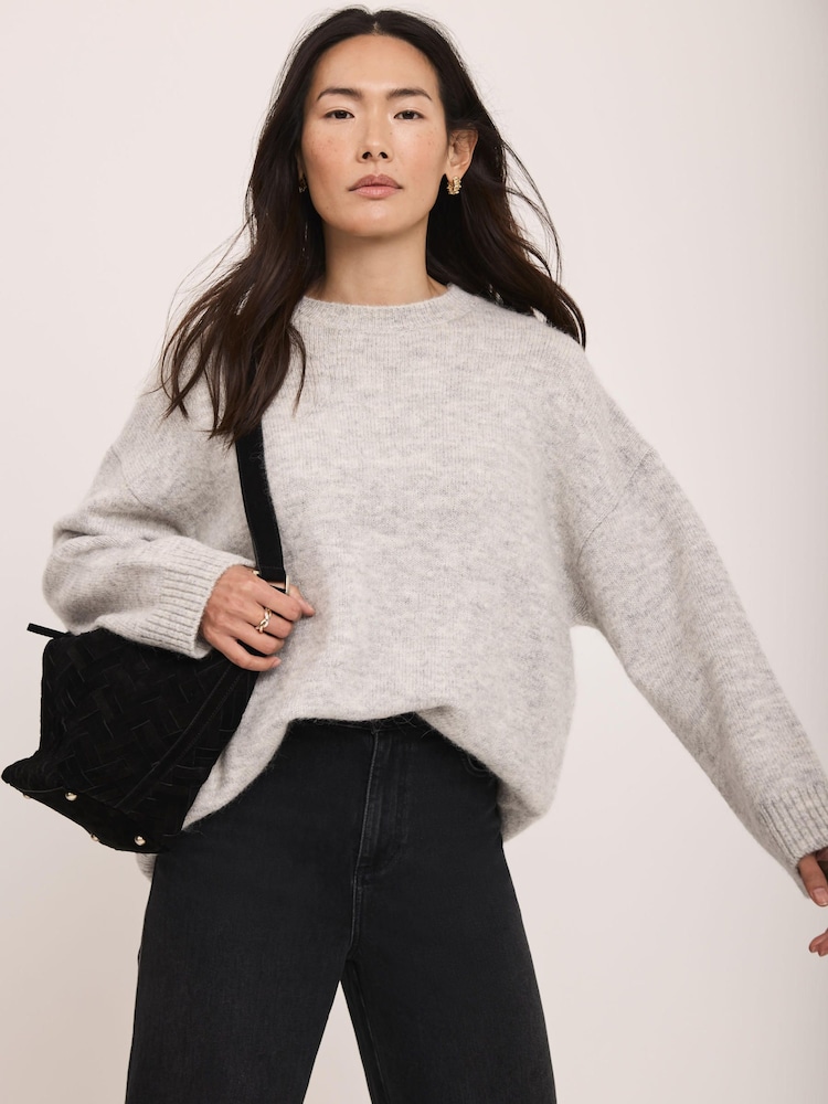Mint Velvet Grey Wool Blend Longline Jumper - Image 2 of 8 Mint Velvet Grey Wool Blend Longline Jumper - Image 2 of 8