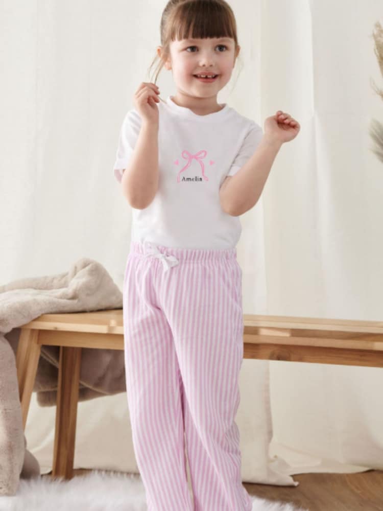 Personalised Bow Children's Pyjamas by Koko Blossom - Image 1 of 2
