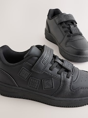 Black Standard Fit (F) Minecraft Touch Fastening Elastic Lace School Shoes - Image 3 of 6