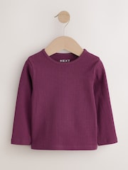 Roxo/Verde - Long Sleeve Ribbed Tops 5 Pack (3mths-7yrs) - Imagem 2 de 9