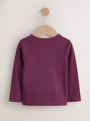 Roxo/Verde - Long Sleeve Ribbed Tops 5 Pack (3mths-7yrs) - Imagem 3 de 9