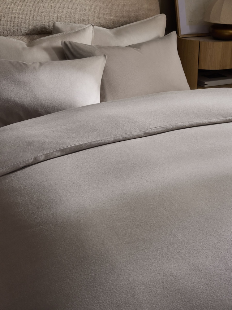 Natural Dark Supersoft Brushed Cotton Plain Duvet Cover and Pillowcase Set - Image 2 of 4 Natural Dark Supersoft Brushed Cotton Plain Duvet Cover and Pillowcase Set - Image 2 of 4