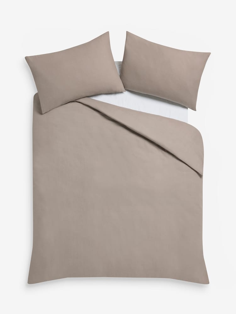 Natural Dark Supersoft Brushed Cotton Plain Duvet Cover and Pillowcase Set - Image 4 of 4 Natural Dark Supersoft Brushed Cotton Plain Duvet Cover and Pillowcase Set - Image 4 of 4