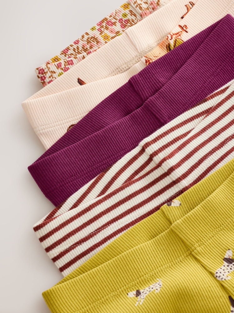 Purple Ribbed Leggings 5 Pack (3mths-7yrs) - Image 9 of 9