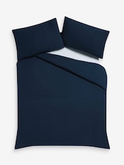 Blue Navy Supersoft Brushed Cotton Plain Bed Set - Image 2 of 4