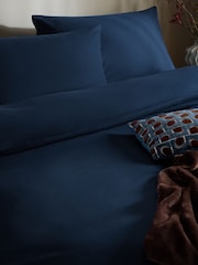 Blue Navy Supersoft Brushed Cotton Plain Bed Set - Image 3 of 4
