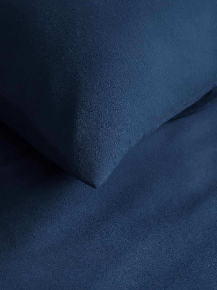 Blue Navy Supersoft Brushed Cotton Plain Bed Set - Image 4 of 4 Blue Navy Supersoft Brushed Cotton Plain Bed Set - Image 4 of 4