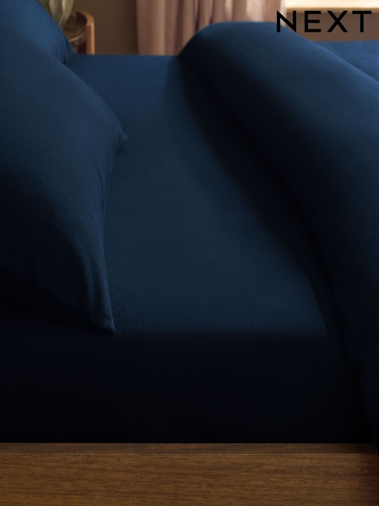 Blue Navy Brushed Cotton Supersoft Deep Fitted Sheet - Image 3 of 3 Blue Navy Brushed Cotton Supersoft Deep Fitted Sheet - Image 3 of 3