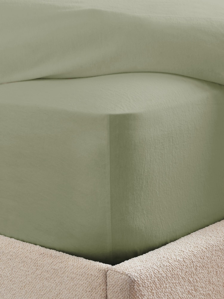 Green Sage Brushed Cotton Supersoft Deep Fitted Sheet - Image 1 of 1 Green Sage Brushed Cotton Supersoft Deep Fitted Sheet - Image 1 of 1