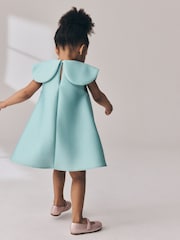 Green Sleeveless Diamante Scuba Collar Dress (3mths-7yrs) - Image 3 of 4