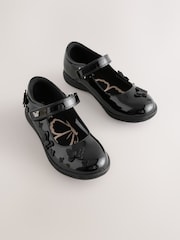 Black Patent Wide Fit (G) School Junior Butterfly Mary Jane Shoes - Image 1 of 5