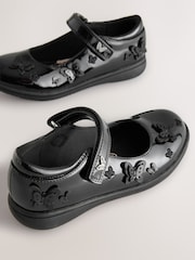 Black Patent Wide Fit (G) School Junior Butterfly Mary Jane Shoes - Image 4 of 5