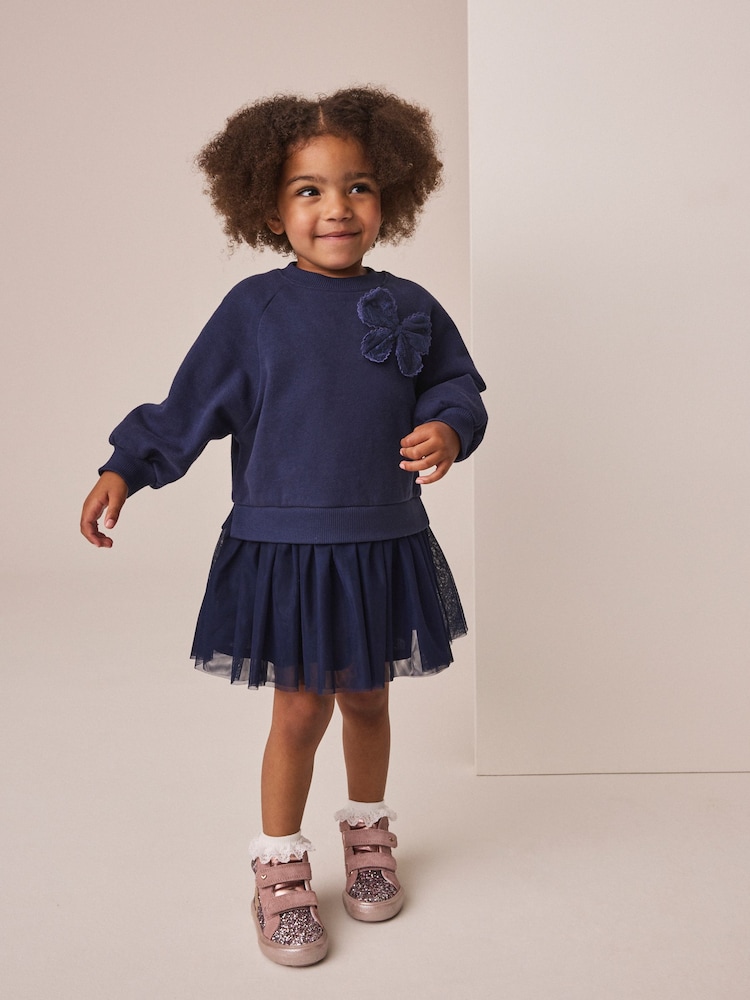 Bow bleumarin - Dress cu mânecă lungă (3luni -7ani) - Imaginea 1 din 9 Bow bleumarin - Dress cu mânecă lungă (3luni -7ani) - Imaginea 1 din 9