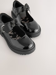 Black Patent Standard Fit (F) Leather Bow Chunky Mary Jane School Shoes - Image 4 of 7