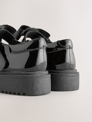 Black Patent Standard Fit (F) Leather Bow Chunky Mary Jane School Shoes - Image 5 of 7