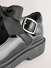 Black Patent Standard Fit (F) Leather Bow Chunky Mary Jane School Shoes - Image 7 of 7